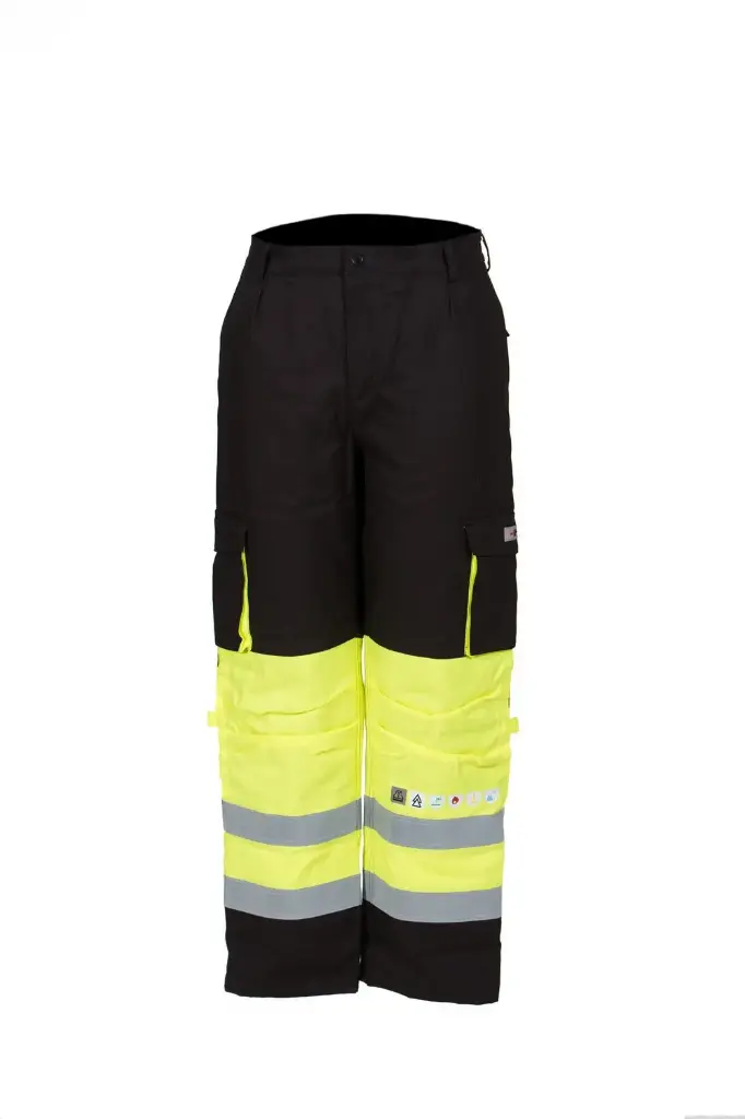 Multinormi kelta/musta talvihousut EN 20471, EN 1149-5, EN 11612, EN 11611, IEC 61482, EN 13034 Priha 50