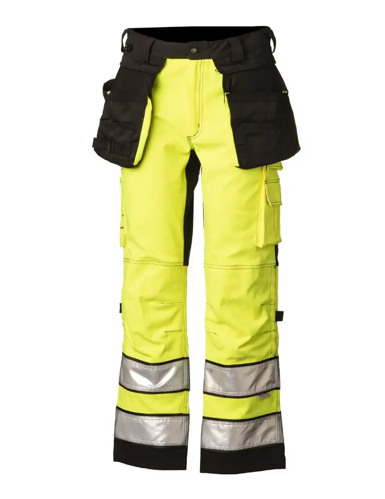 Hi-Vis STRETCH riipputaskuhousu kelta/musta EN 20471 lk.2 50 Priha