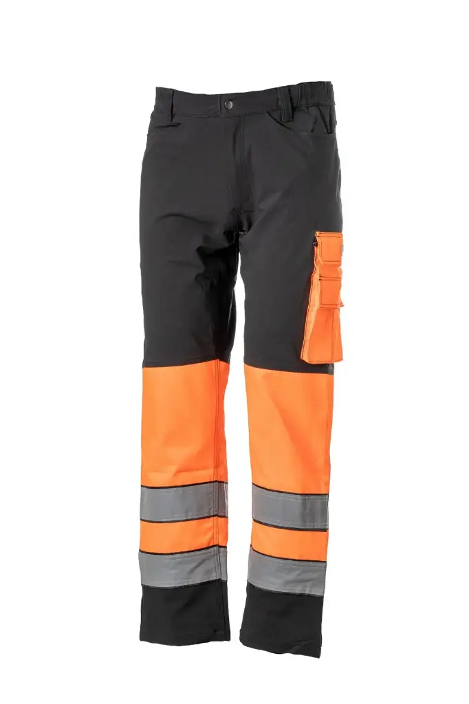 Huomioväriset STRETCH vyötäröhousut oranssi/musta - 4359 